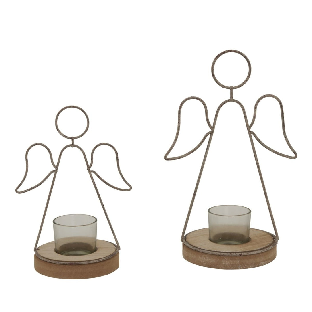 Rustic Outline Angel Tealight On Stand With Glass Votive - Bench Store - Bench Store