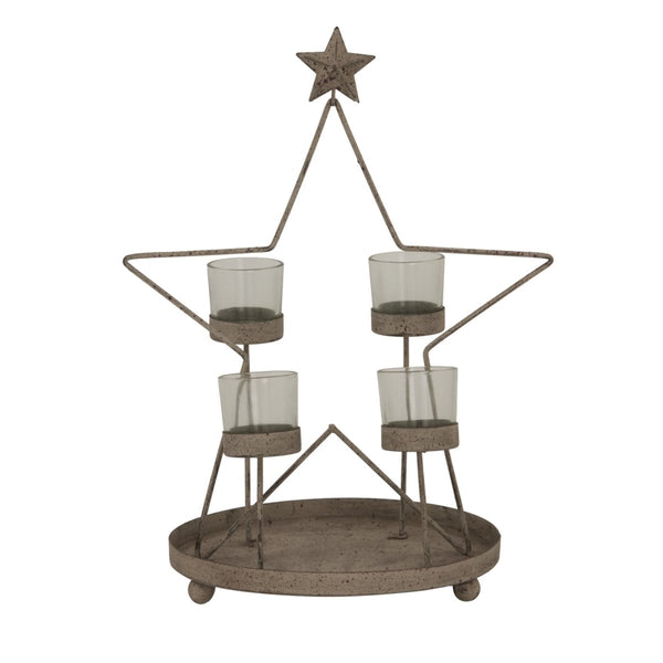 Rustic Outline Star With Four Glass Votives - Bench Store - Bench Store