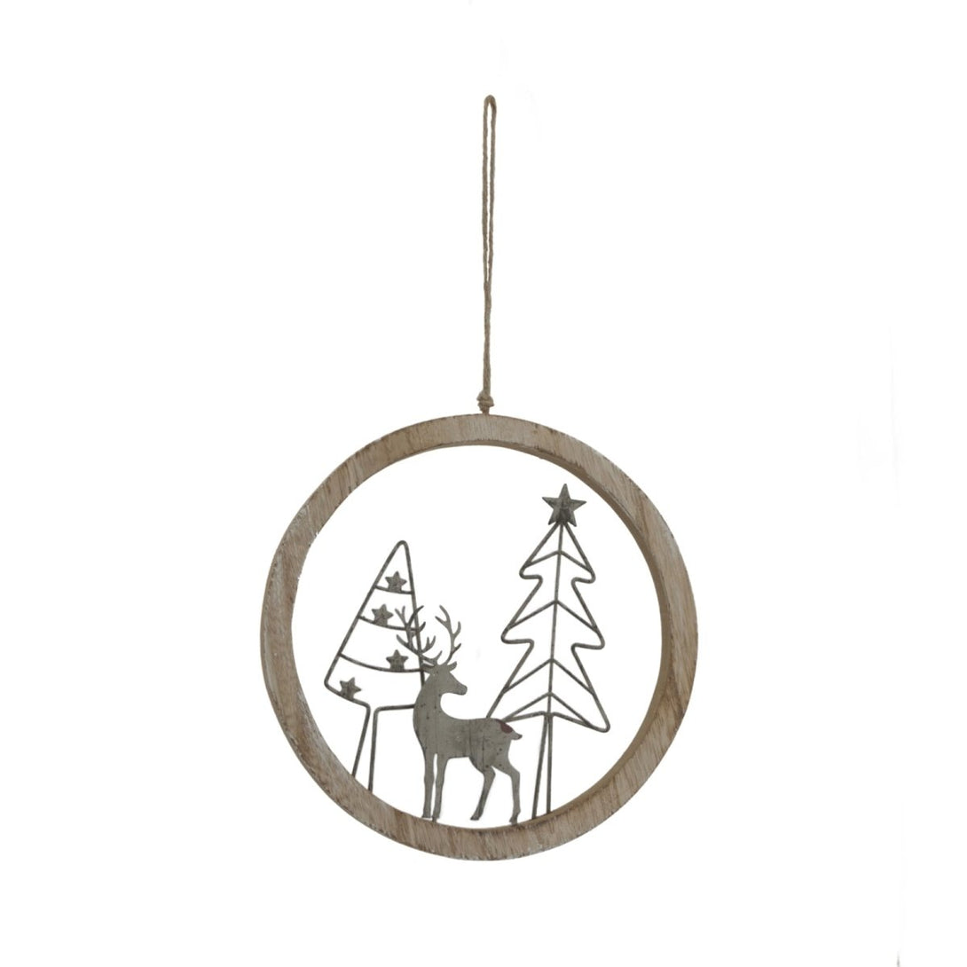 Rustic Snow Scene In Hoop Hanging Decoration - Bench Store - Bench Store