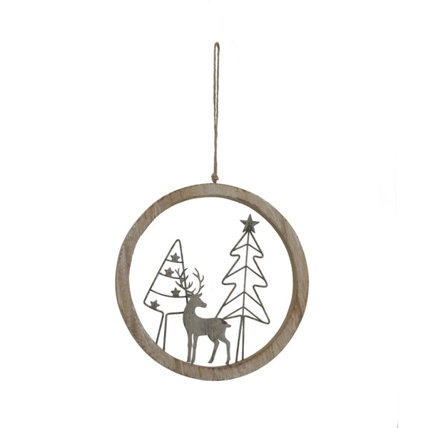 Rustic Snow Scene In Hoop Hanging Decoration - Bench Store - Bench Store