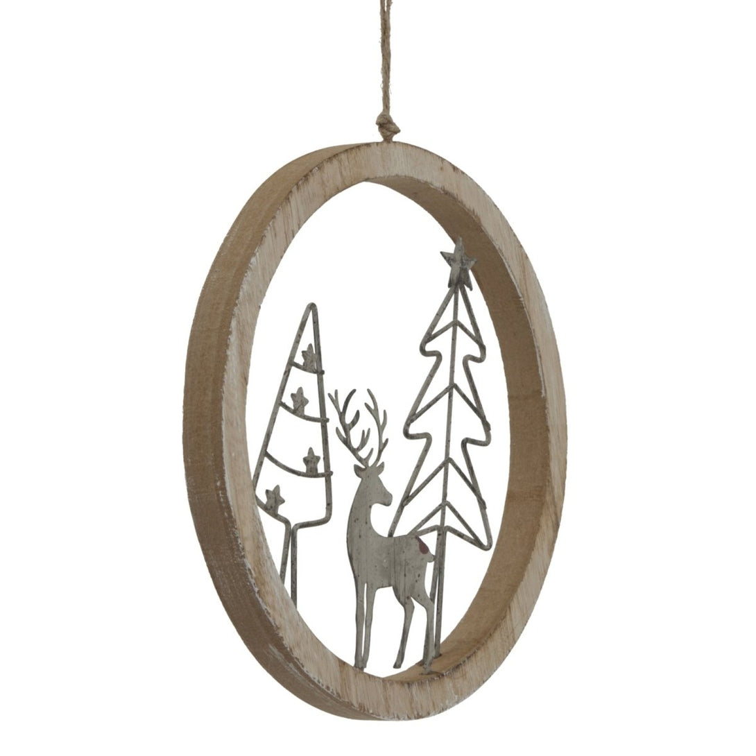 Rustic Snow Scene In Hoop Hanging Decoration - Bench Store - Bench Store
