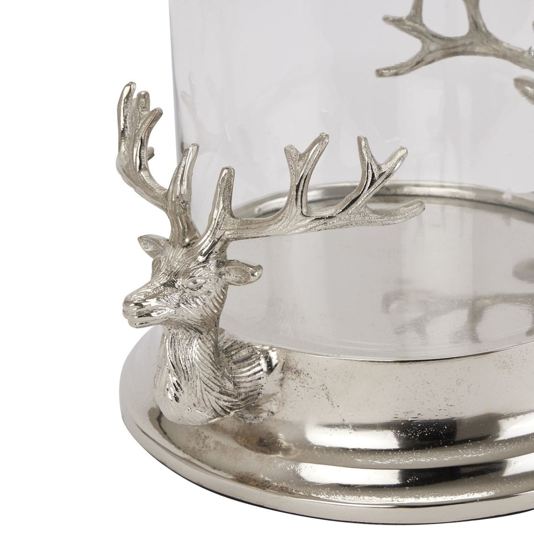 Silver Stag Heads Hurricane Lantern - Bench Store - Bench Store
