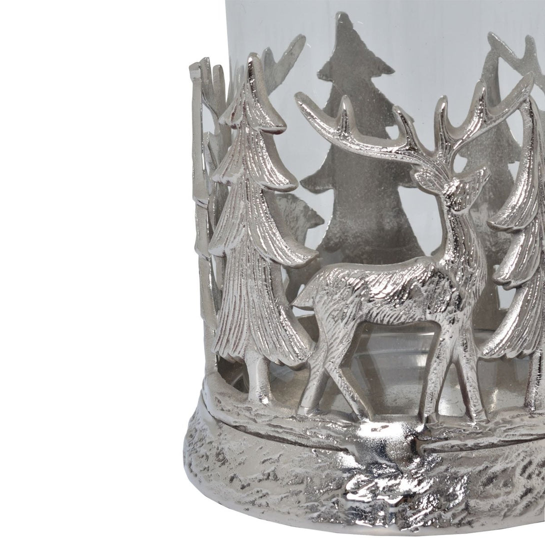 Silver Stag Scene Hurricane Lantern - Bench Store - Bench Store