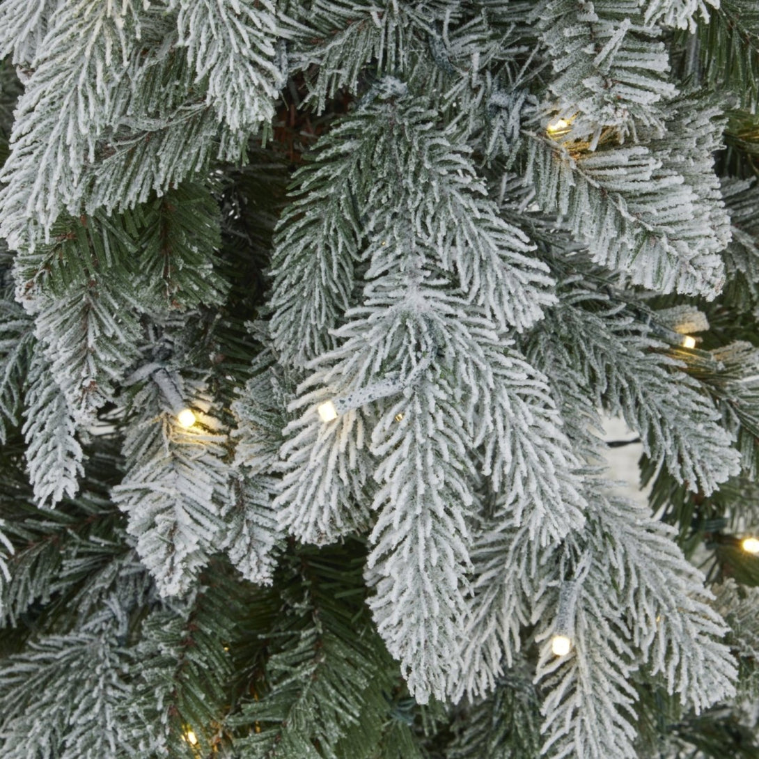 Slim Snowy Woodland Pre - Lit 200 Led Christmas Tree - Bench Store - Bench Store