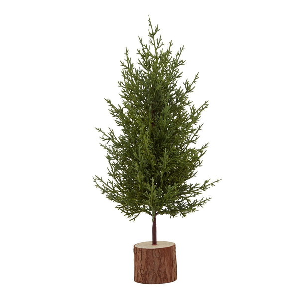 Small Green Fir Tree In Wood Log - Bench Store - Bench Store