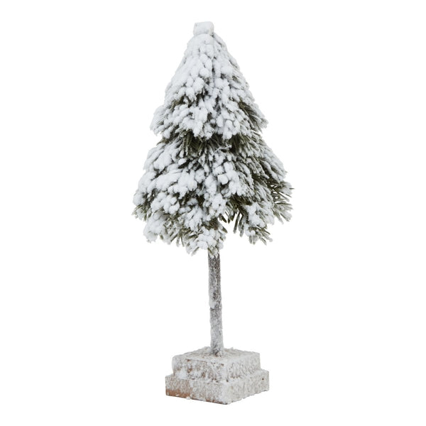 Small Snowy Cedar Tree On Wood Block - Bench Store - Bench Store