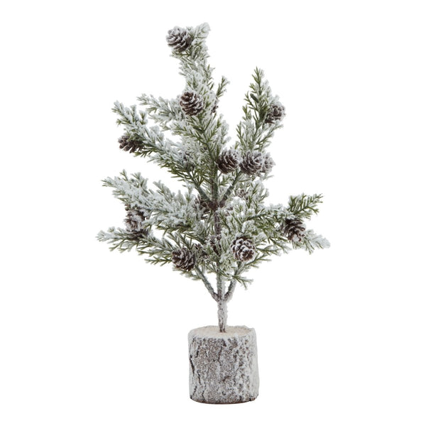 Small Snowy Fir Tree With Pinecones In Wood Log - Bench Store - Bench Store