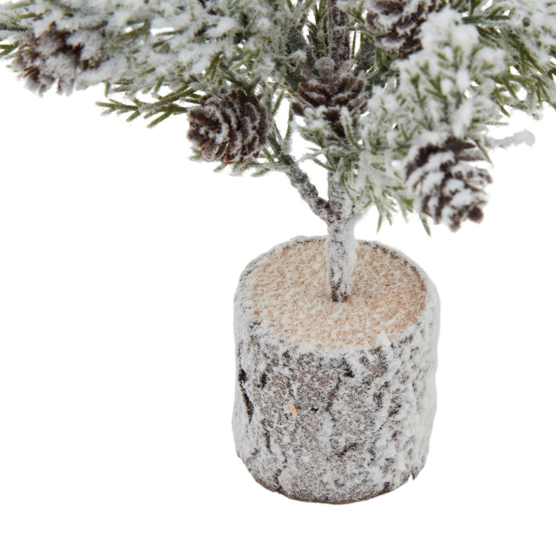 Small Snowy Fir Tree With Pinecones In Wood Log - Bench Store - Bench Store
