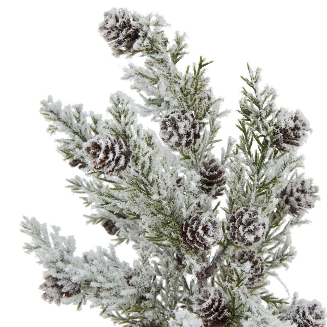 Small Snowy Fir Tree With Pinecones In Wood Log - Bench Store - Bench Store