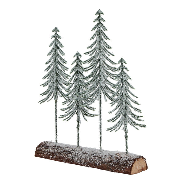 Small Snowy Spindle Tree Quad In Wood Log - Bench Store - Bench Store