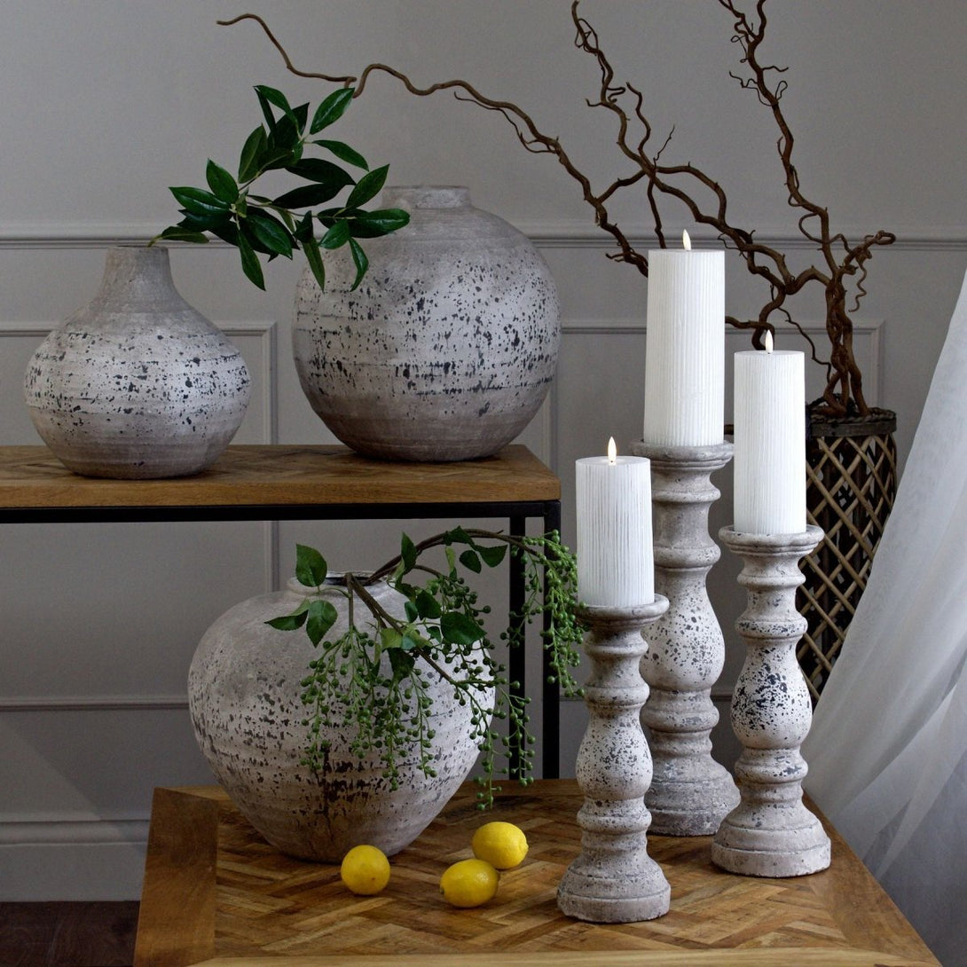 Small Stone Ceramic Column Candle Holder - Bench Store - Bench Store