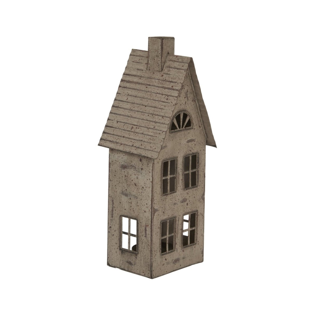 Tall Rustic Metal House Tealight With Glass Votive - Bench Store - Bench Store