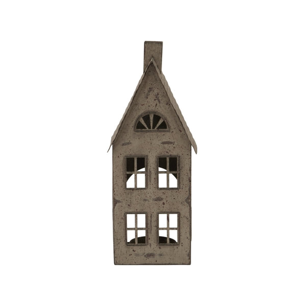 Tall Rustic Metal House Tealight With Glass Votive - Bench Store - Bench Store