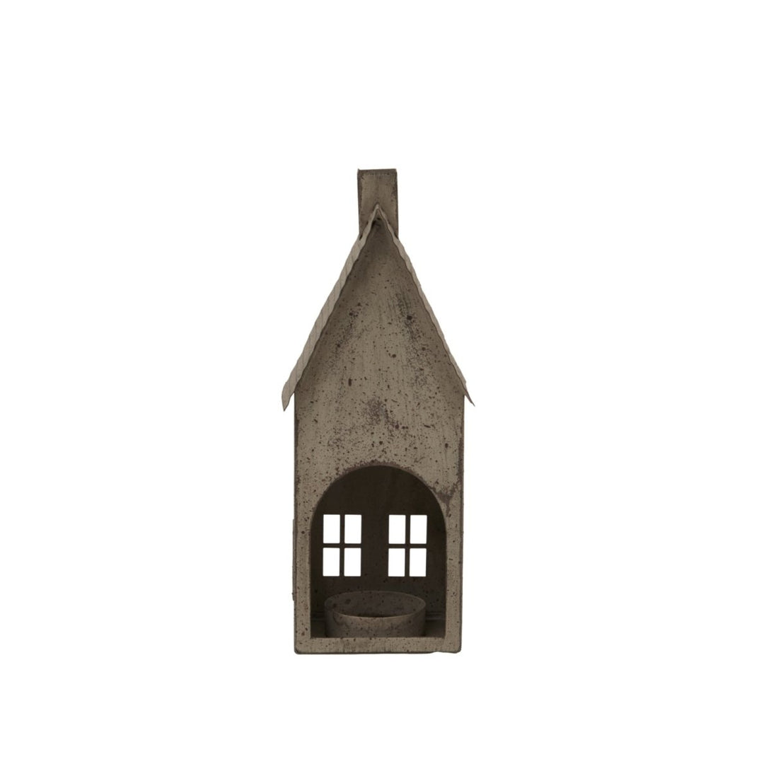 Tall Rustic Metal House Tealight With Glass Votive - Bench Store - Bench Store