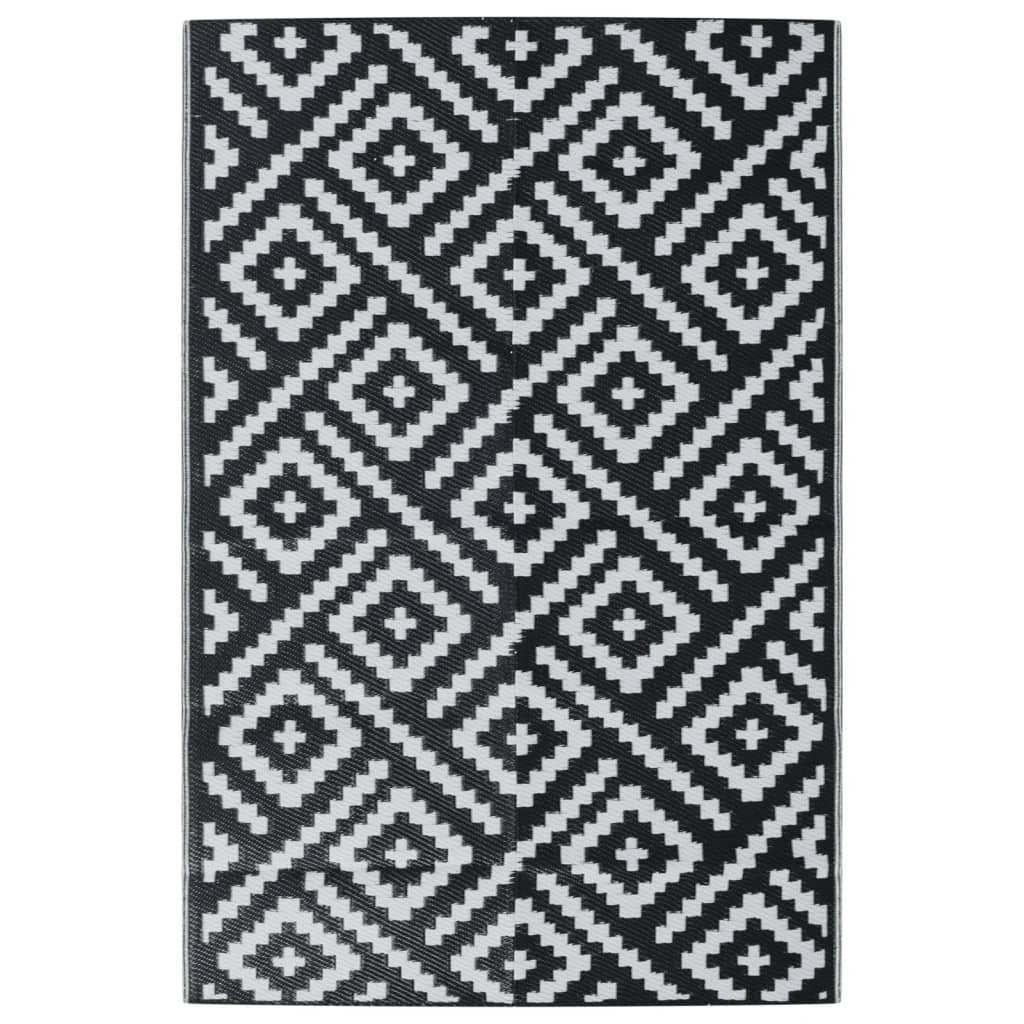 vidaXL Outdoor Carpet White and Black 120x180 cm PP - vidaXL - Bench Store