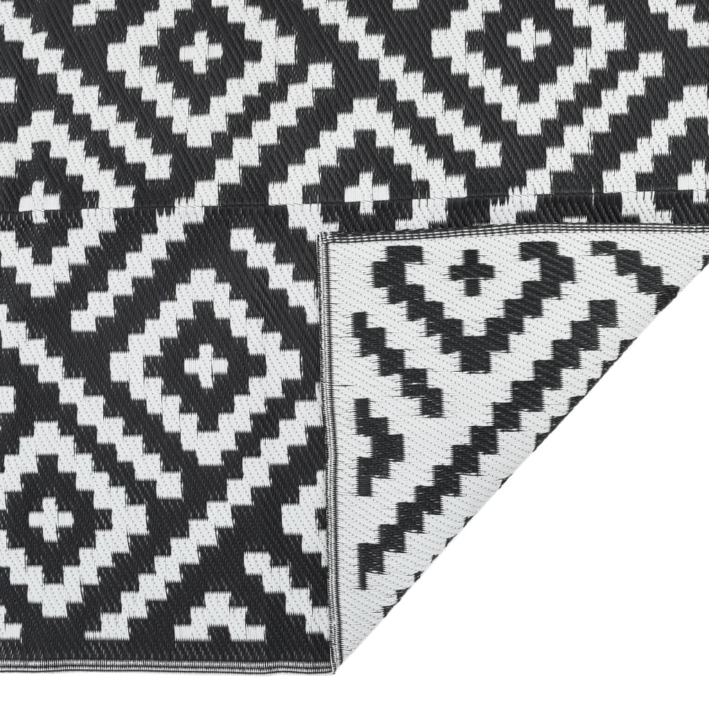 vidaXL Outdoor Carpet White and Black 120x180 cm PP - vidaXL - Bench Store