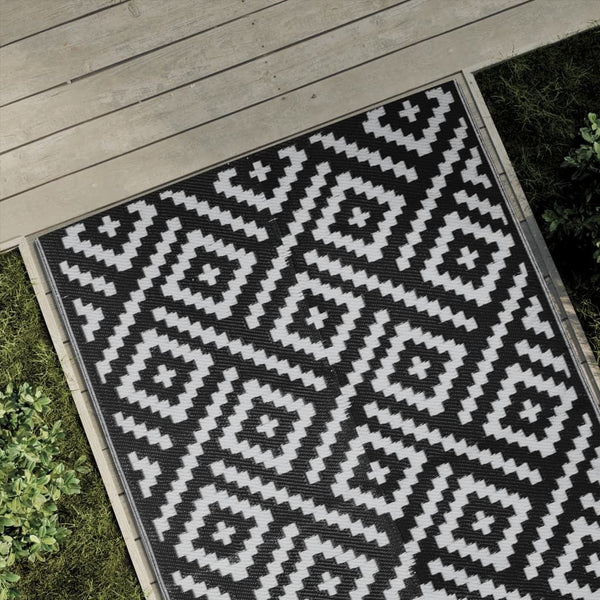 vidaXL Outdoor Carpet White and Black 120x180 cm PP - vidaXL - Bench Store