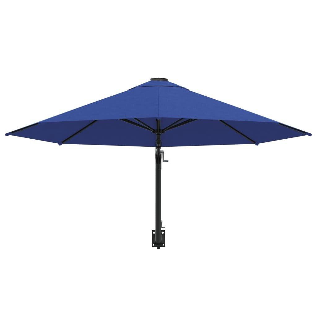 Wall - Mounted Garden Parasol with Metal Pole 300 cm Blue - vidaXL - Bench Store