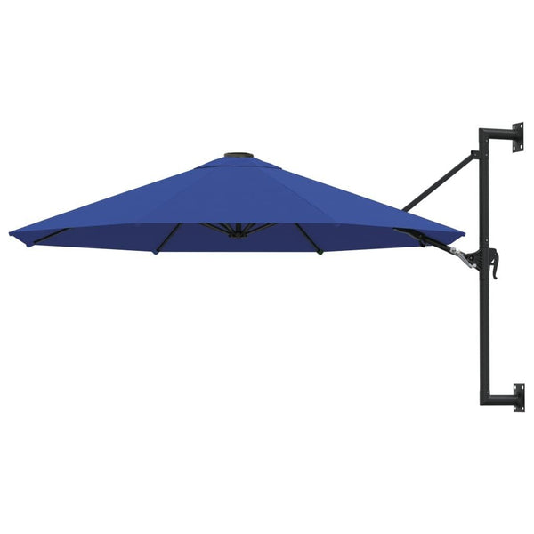 Wall - Mounted Garden Parasol with Metal Pole 300 cm Blue - vidaXL - Bench Store