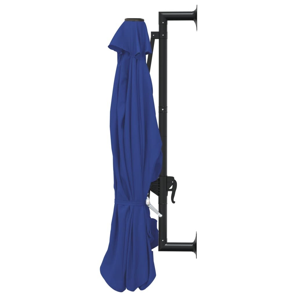 Wall - Mounted Garden Parasol with Metal Pole 300 cm Blue - vidaXL - Bench Store