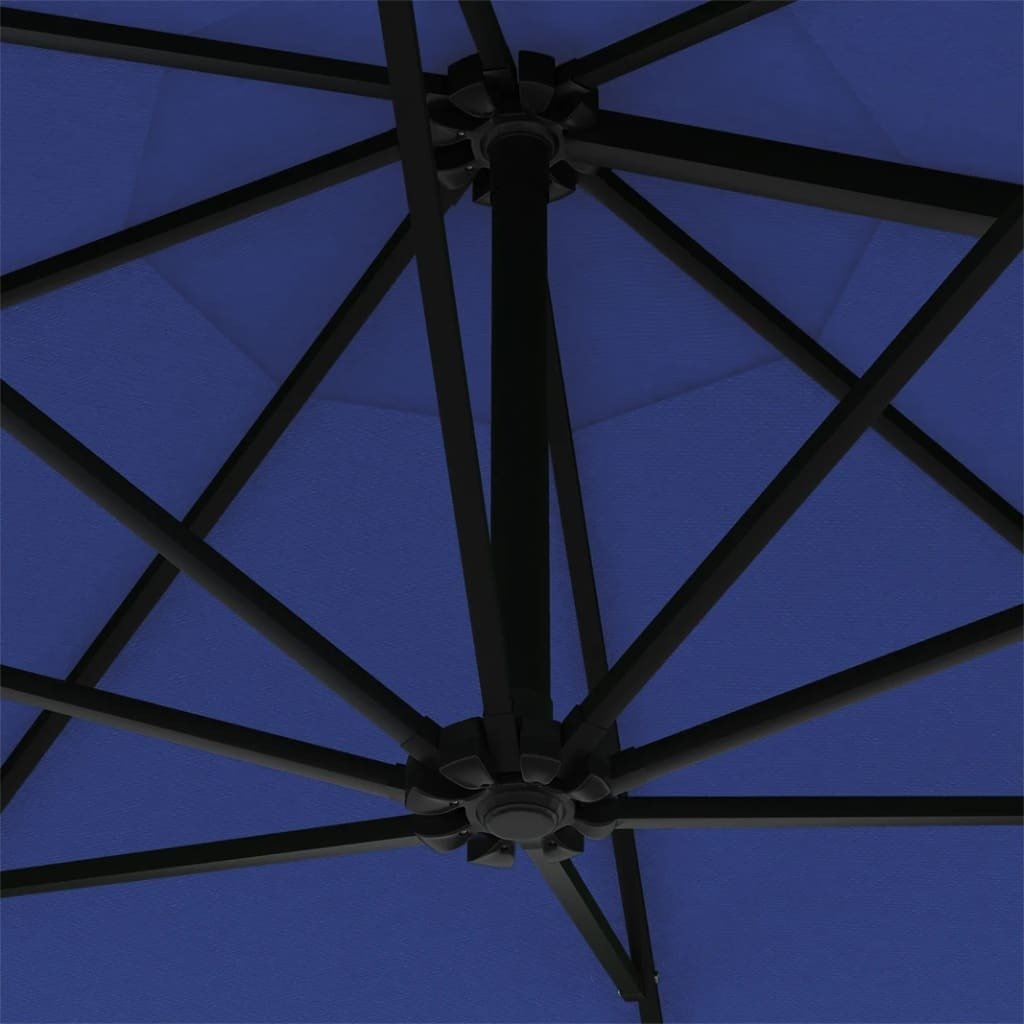 Wall - Mounted Garden Parasol with Metal Pole 300 cm Blue - vidaXL - Bench Store