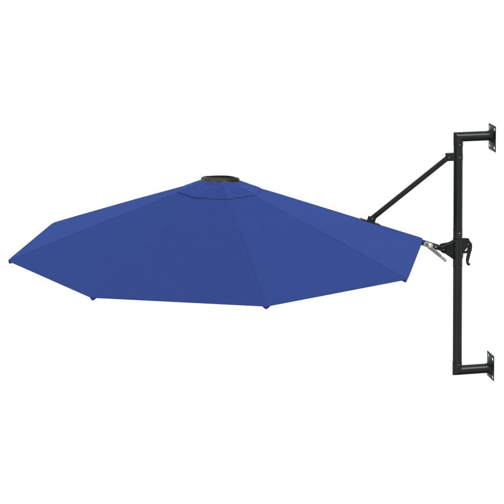 Wall - Mounted Garden Parasol with Metal Pole 300 cm Blue - vidaXL - Bench Store