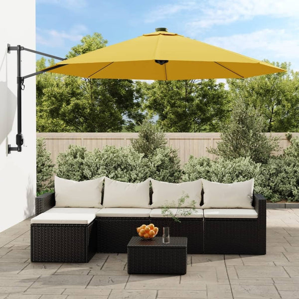 Wall - mounted Parasol Yellow 290 cm - vidaXL - Bench Store