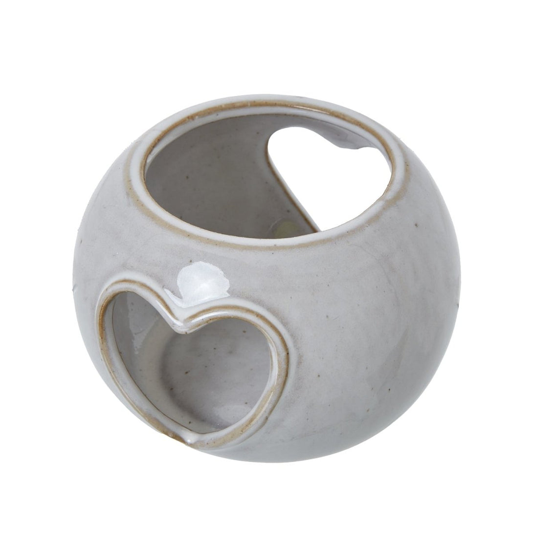 White Ceramic Heart Cut - Out Round Tealight Holder - Bench Store - Bench Store
