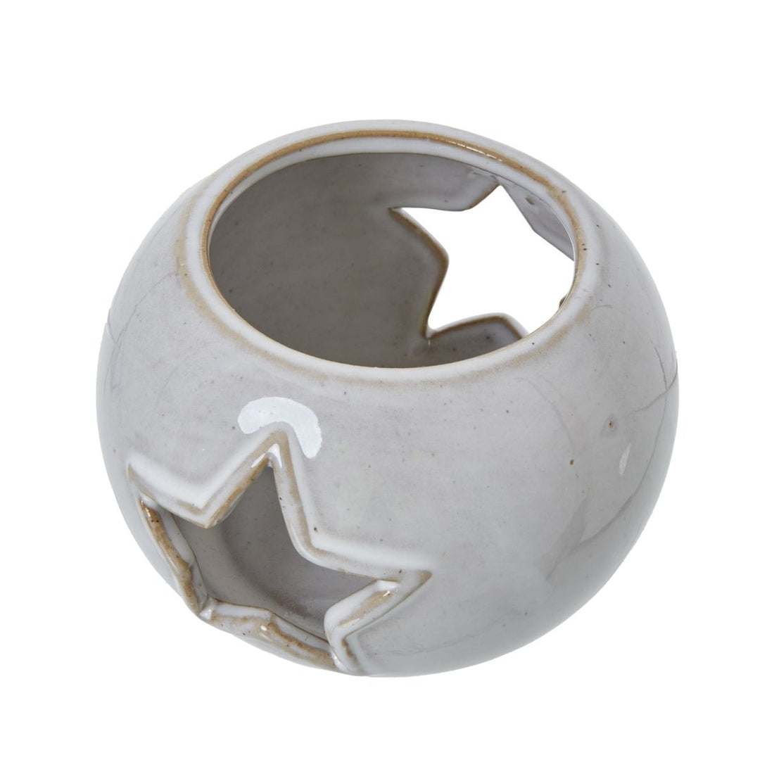 White Ceramic Star Cut - Out Round Tealight Holder - Bench Store - Bench Store