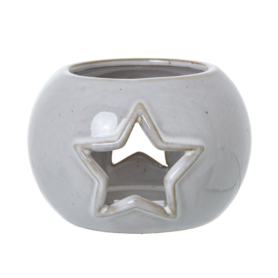 White Ceramic Star Cut - Out Round Tealight Holder - Bench Store - Bench Store