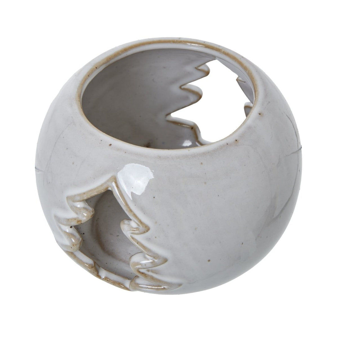 White Ceramic Tree Cut - Out Round Tealight Holder - Bench Store - Bench Store
