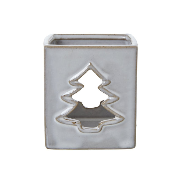 White Ceramic Tree Cut - Out Square Tealight Holder - Bench Store - Bench Store