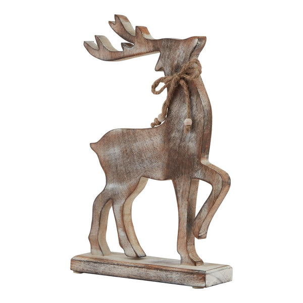 White Wash Collection Wooden Reindeer Decoration - Bench Store - Bench Store