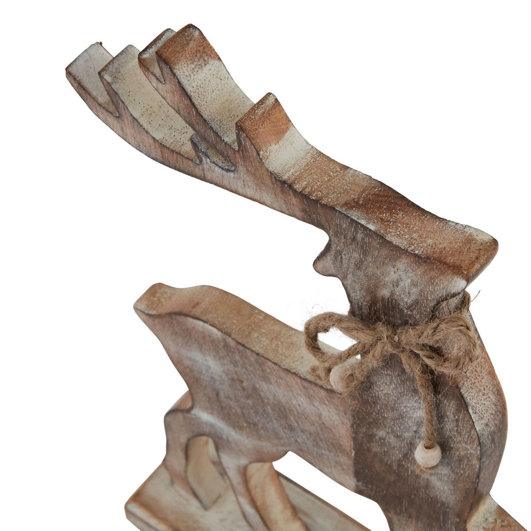White Wash Collection Wooden Reindeer Decoration - Bench Store - Bench Store