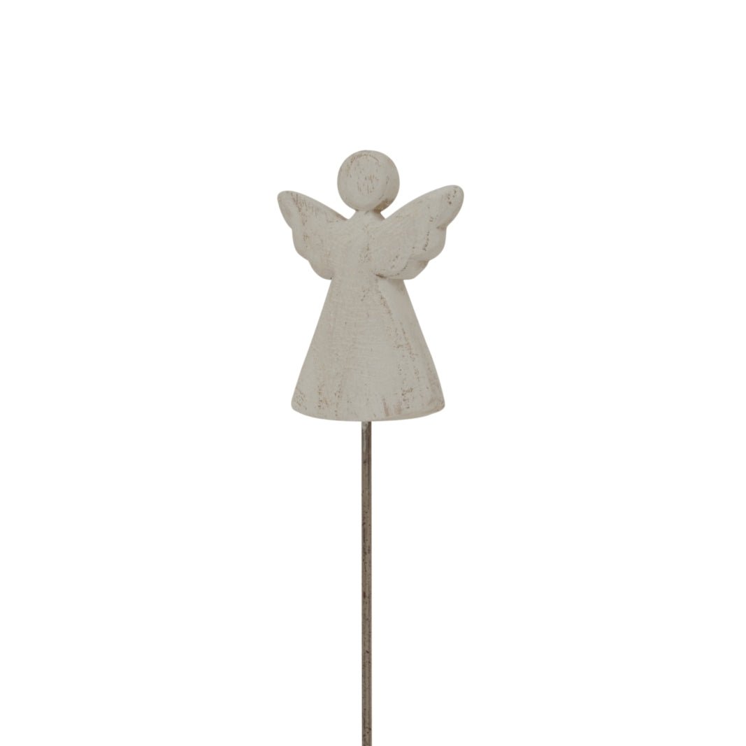 Whitewashed Rustic Angel On Stand - Bench Store - Bench Store