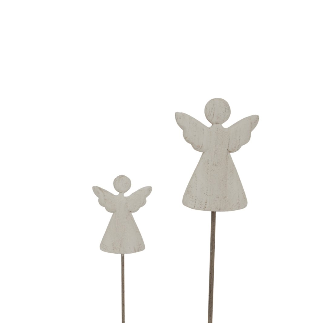 Whitewashed Rustic Angel On Stand - Bench Store - Bench Store