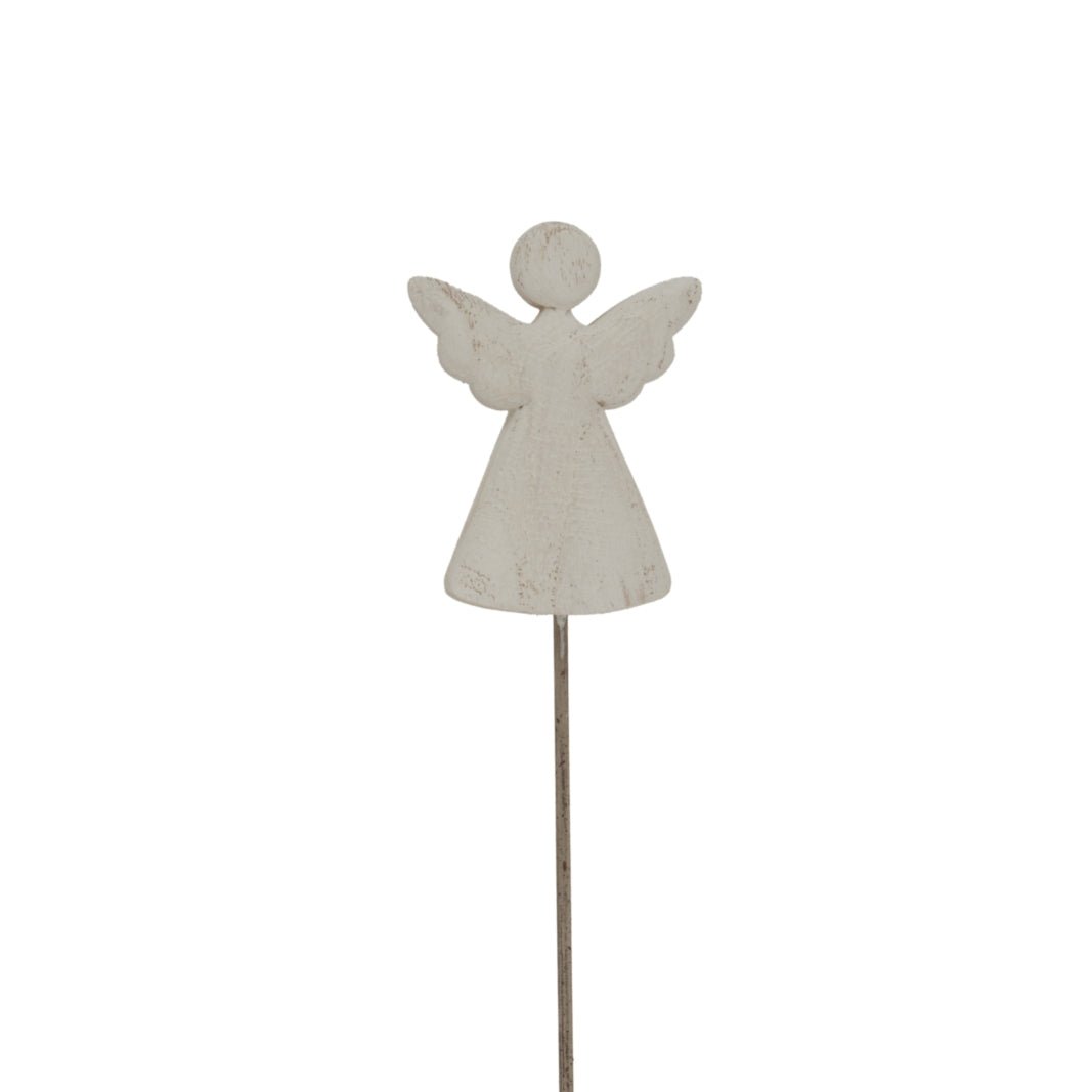 Whitewashed Rustic Angel On Stand - Bench Store - Bench Store